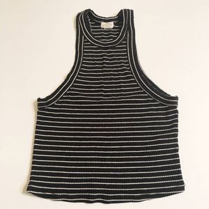 Garage Ribbed Striped B/W Crop Top